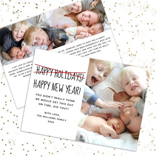 Funny Late Photo Happy New Year  Holiday Card