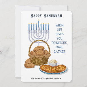 Funny Latkes Potato Humor Hanukkah Greeting Holiday Card