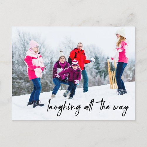 Funny Laughing All The Way Holiday Photo Postcard
