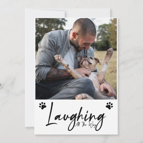 Funny Laughing All The Way Pet Five Photo Holiday Card