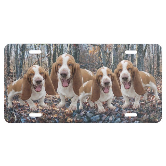 Funny Laughing Basset Hounds Basset Hound License Plate (Front)