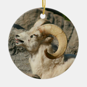 Funny Laughing Bighorn Sheep or Ram Ceramic Ornament