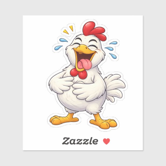 Funny Laughing Chicken Custom-Cut Vinyl Sticker (Sheet)