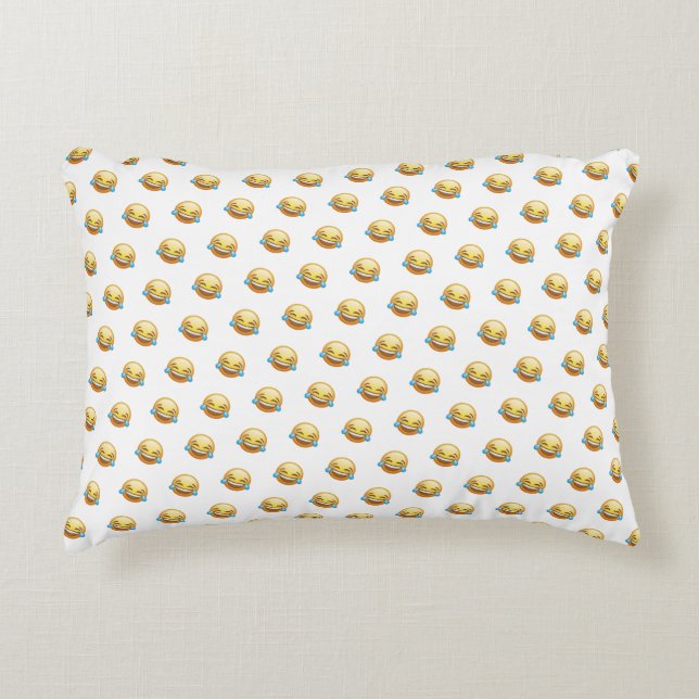 Funny Laughing Crying Emoji Graphic Accent Pillow (Front)