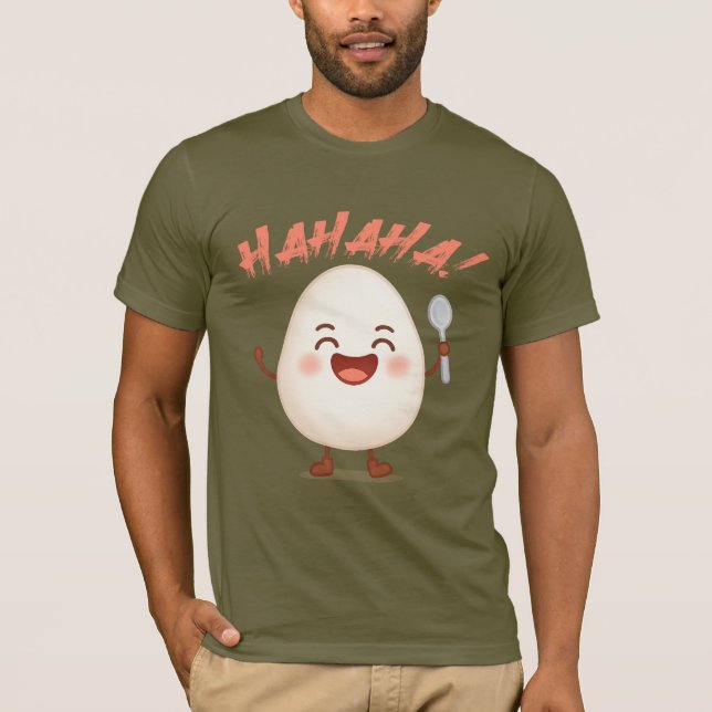 Funny Laughing Egg Cartoon Bella+Canvas T-Shirt (Front)