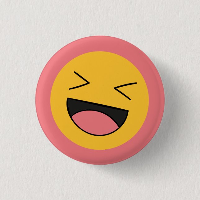 Funny Laughing Emoji Face Button (Front)