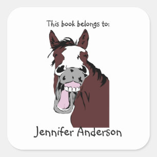 Funny Laughing Horse Art Custom Bookplate