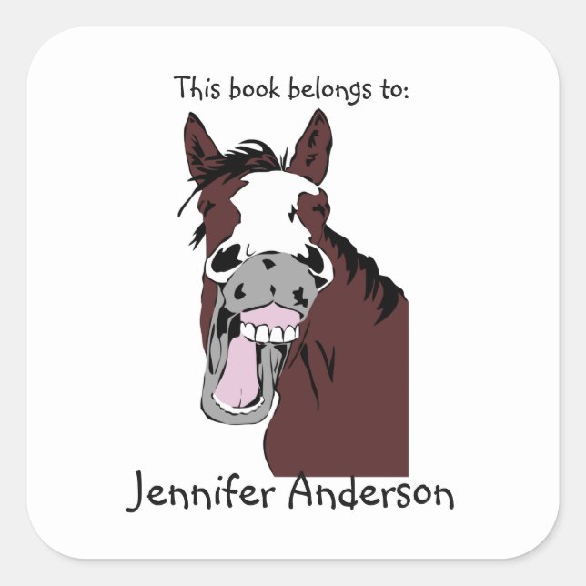 Funny Laughing Horse Art Custom Bookplate (Front)