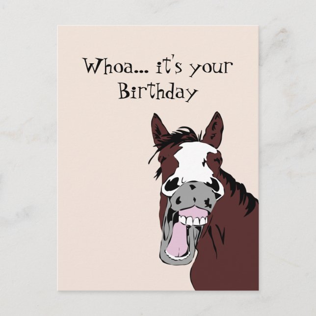 Funny Laughing Horse Birthday Humor Card (Front)
