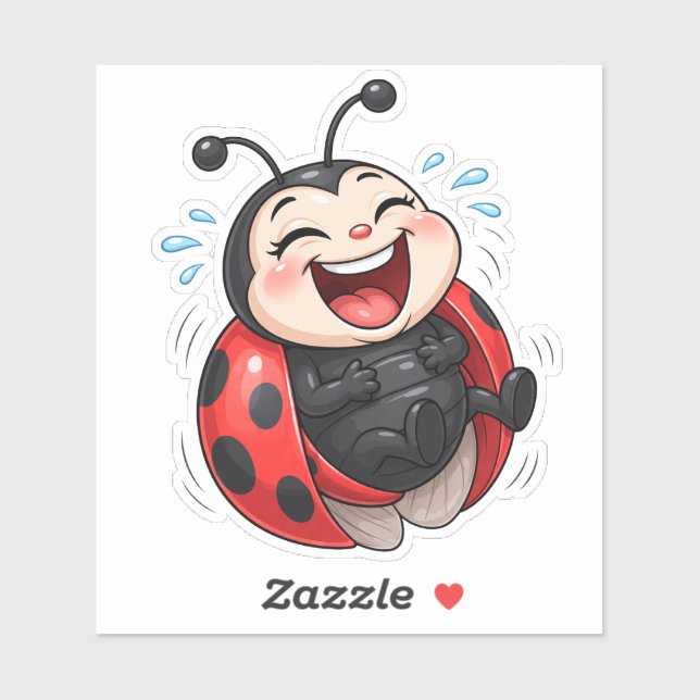 Funny Laughing Ladybug Custom-Cut Vinyl Sticker (Sheet)