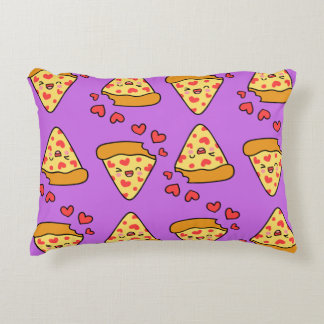 Funny laughing pizza pattern purple kids girl boy accent pillow