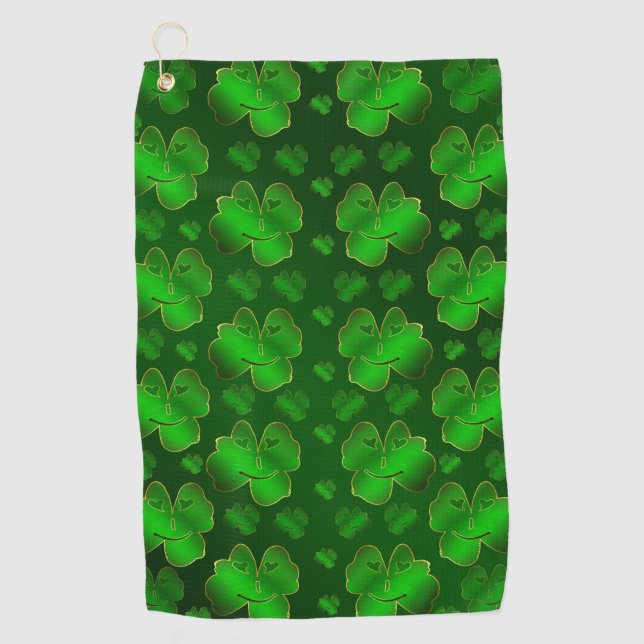 funny, laughing, shamrocks, green, st patricks day golf towel (Front)