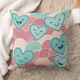 Funny laughing smiling hearts Design cushion