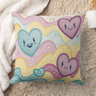Funny laughing smiling hearts Design cushion
