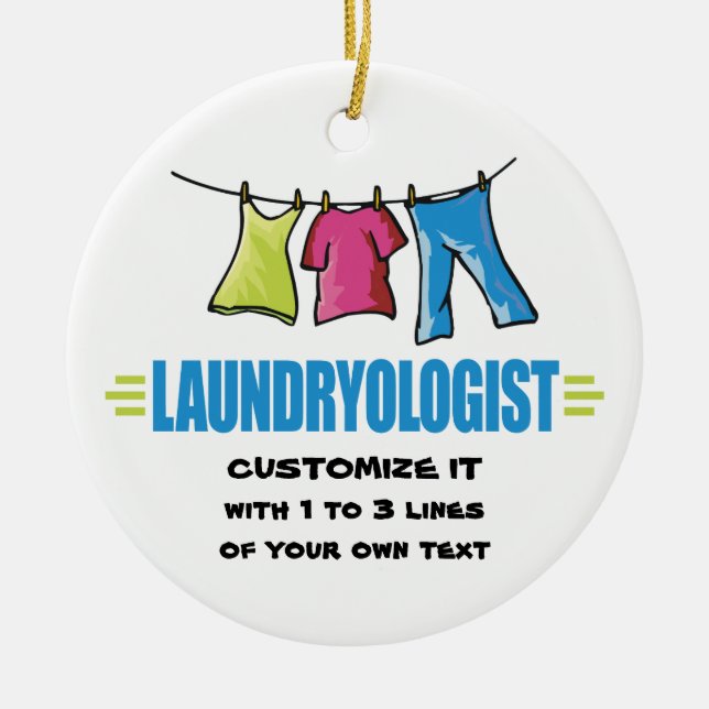 Funny Laundry Ceramic Ornament (Front)