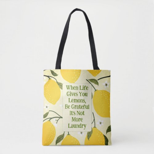Funny Laundry Humor Lemons Artwork Tote Bag
