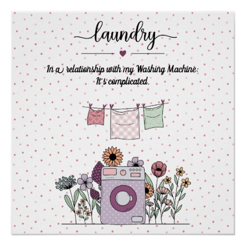 Funny laundry mom on colorful polka dots  poster