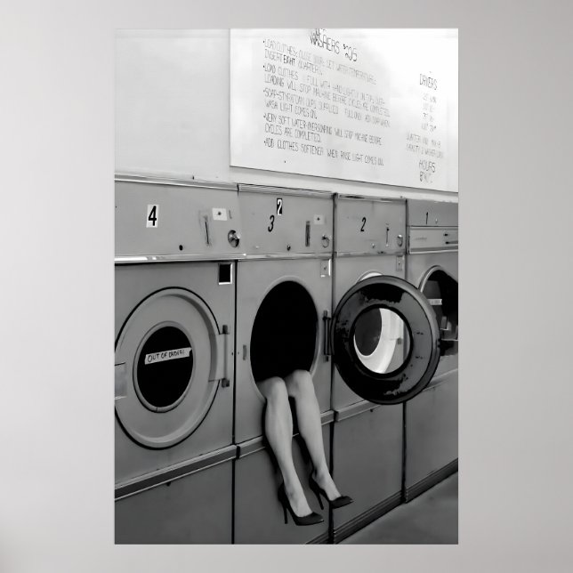 Funny Laundry Room Print, High Heel Washing Poster (Front)