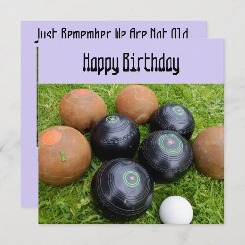 Funny Lavender Lawn Bowls Flat Birthday Card