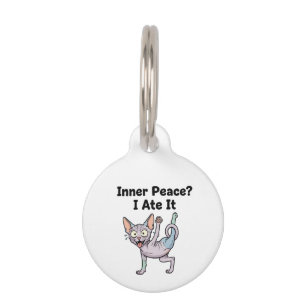 Funny Lavender Sphynx Cat Cartoon Art Pet ID Tag
