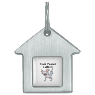 Funny Lavender Sphynx Cat Cartoon Art Pet ID Tag