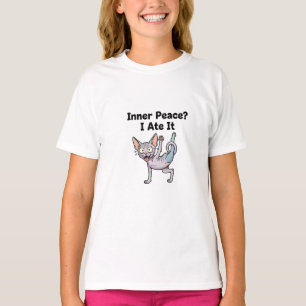 Funny Lavender Sphynx Cat Cartoon Art T-Shirt