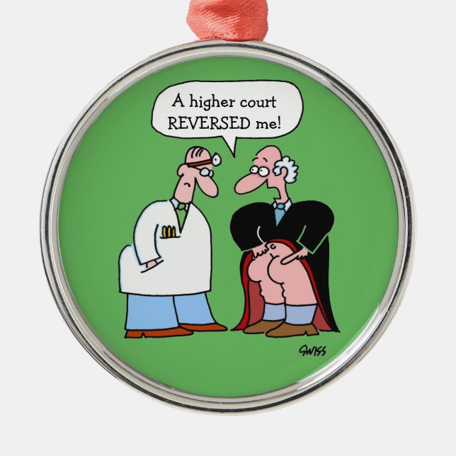 Funny Law Office Judge Cartoon Lawyer's Christmas  Metal Ornament (Front)