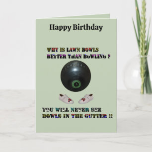 Funny Lawn Bowl Puns, Birthday Card