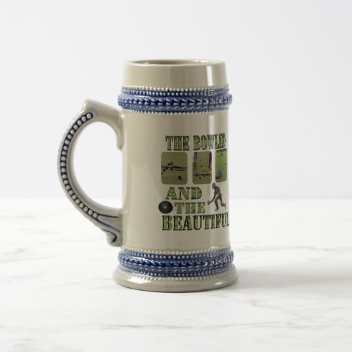 Funny Lawn Bowlers Bowled Design Beer Stein