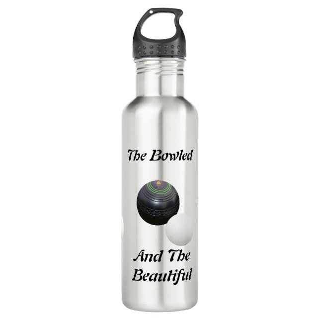 Funny Lawn Bowls Bowed Beautiful Design, Stainless Steel Water Bottle (Front)