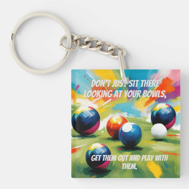 Funny Lawn Bowls Color Splash,  Keychain (Front)
