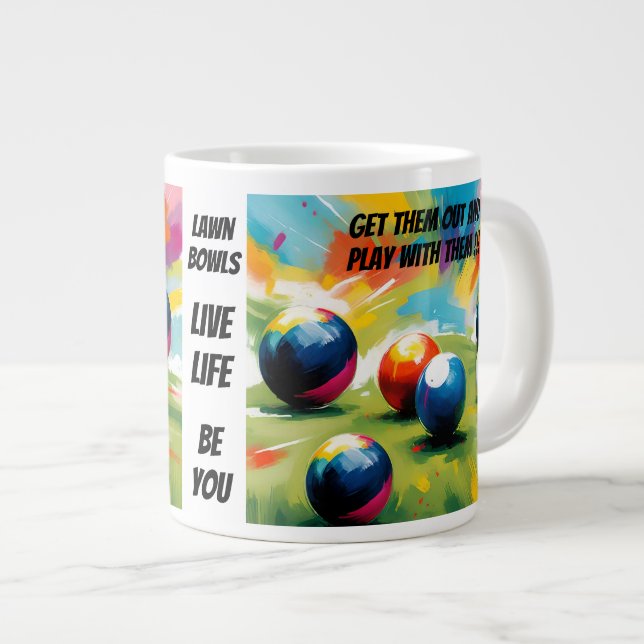 Funny Lawn Bowls Colour Splash,  Giant Coffee Mug (Front Right)
