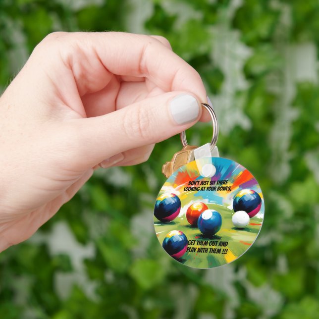 Funny Lawn Bowls Colour Splash,  Keychain (Hand)