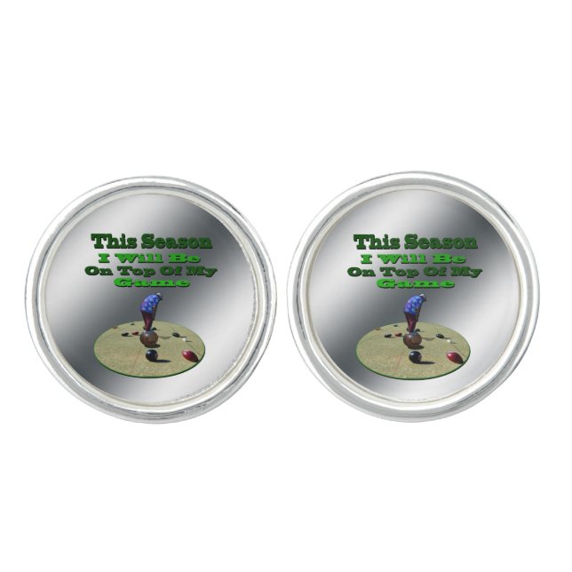 Funny Lawn Bowls, Cufflinks (Front)