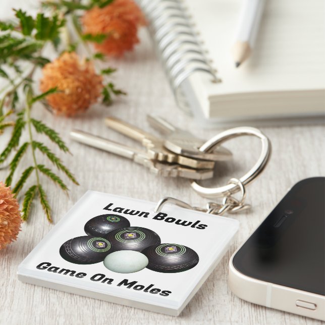 Funny Lawn Bowls Game On M...., Keyring (Front Right)