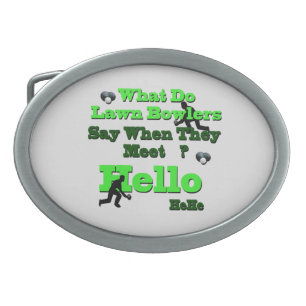 Funny Lawn Bowls Greeting, Belt Buckle
