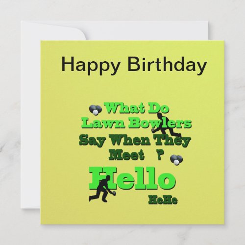 Funny Lawn Bowls Greeting Flat Birthday Card