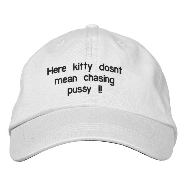 Funny Lawn Bowls Here Kitty Logo. Embroidered Baseball Cap (Front)