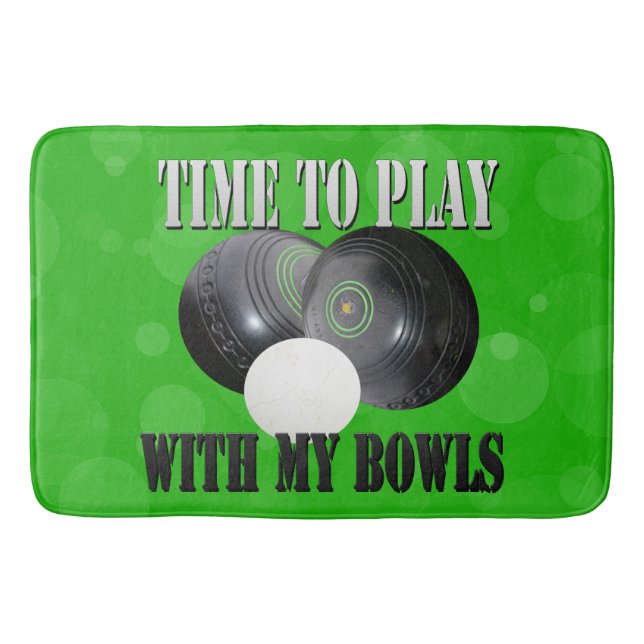 Funny Lawn Bowls Play Time, Bath Mat (Front)