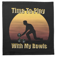 Funny Lawn Bowls Play Time, Cloth Napkin