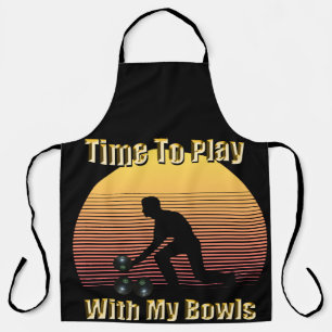Funny Lawn Bowls Play Time, Full Print Apron