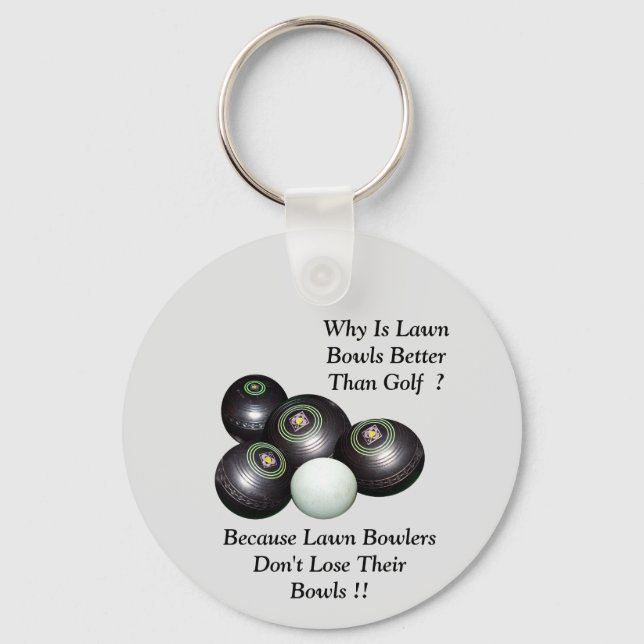 Funny Lawn Bowls Versus Golf Design,   Key Ring (Front)