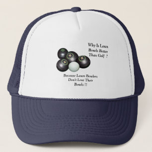 Funny Lawn Bowls Versus Golf Design,  Trucker Hat