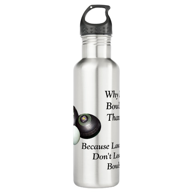 Funny Lawn Bowls Versus Golf Design, Water Bottle (Front)