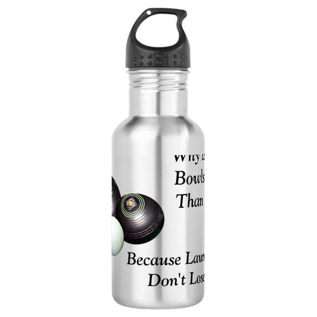 Funny Lawn Bowls Versus Golf Design, Water Bottle (Front)