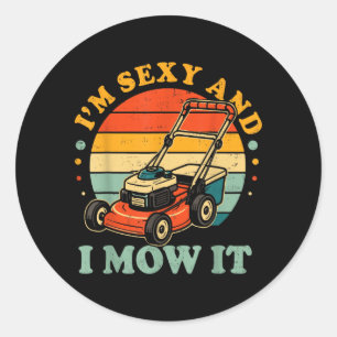 Funny Lawn Dad Mowing Is My Therapy Lawn Mower Dad Classic Round Sticker