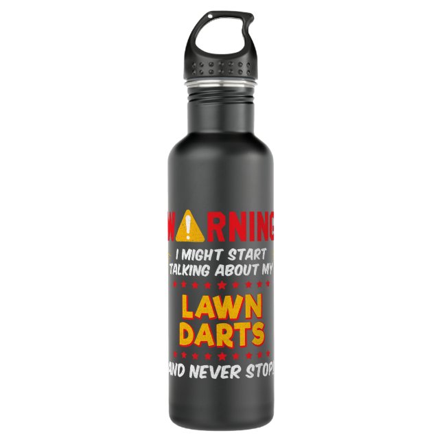 Funny Lawn Darts Joke Graphic Stainless Steel Water Bottle (Front)