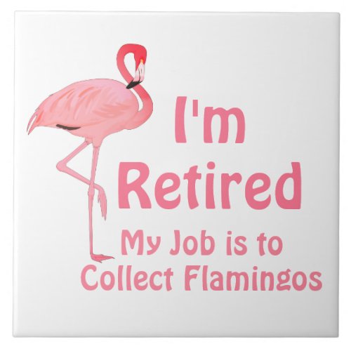 Funny Lawn Flamingo Retirement Ceramic Tile