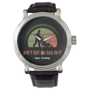 Funny Lawn Mower Quote Vintage Retro Sunset Design Watch