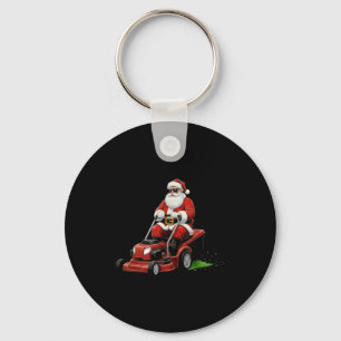 Funny Lawn Mower Santa Christmas Graphic Mowing La Keychain
